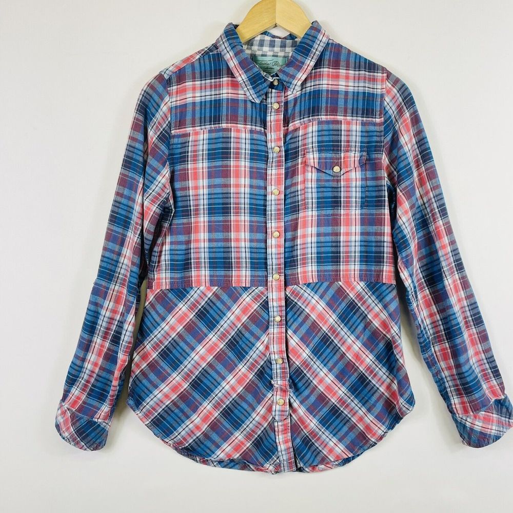Tasha Polizzi Plaid Shirt Womens Medium Blue Red Western Cowgirl Rustic‎ Country